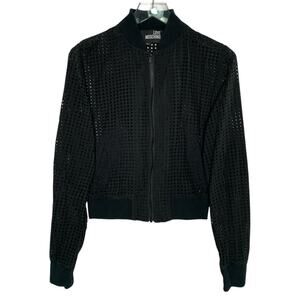 Love Moschino 4 Black Eyelet Bomber Cardigan Jacket Full Zip